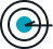 Target icon with a teal sphere at the center and an abstract arrow hitting the target